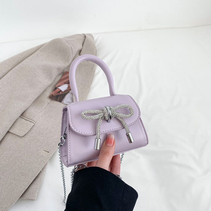 Wholesale New children's bag with diamond studded bow for girls, niche women's chain crossbody bag