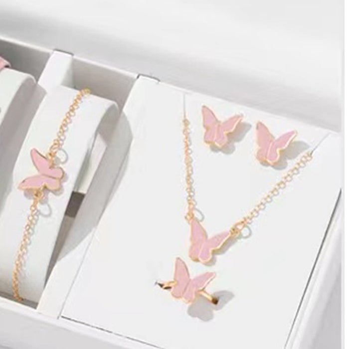 Wholesale Simple Casual Jewelry Butterfly Suit Women's Double Heart Jewelry JDC-NE-YG002