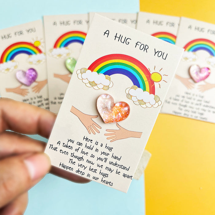 Wholesale Rainbow Gradient Heart Resin Pocket Decorations Hug Card