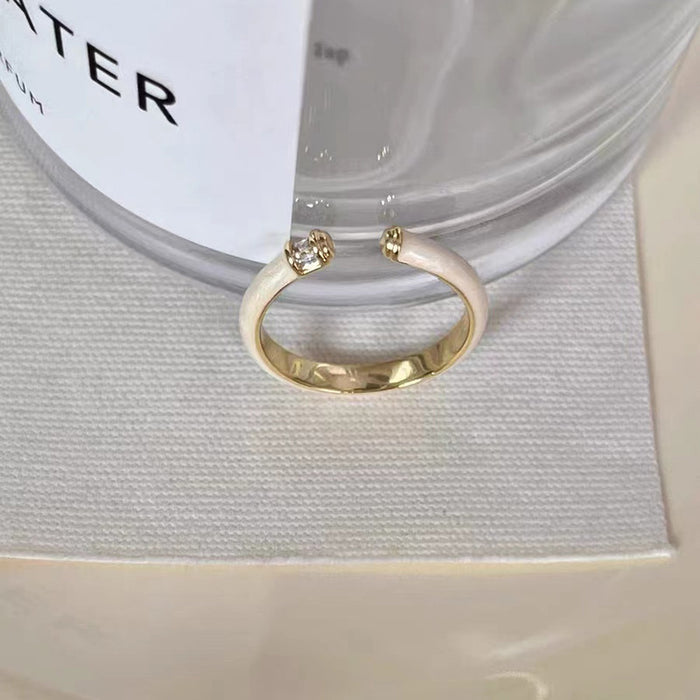 Wholesale Light luxury ring with diamond inlay, niche high-end sensory food ring, new handmade accessory