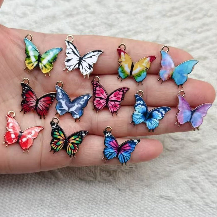Wholesale 10 PCS DIY alloy enamel colorful butterfly single pendant charm