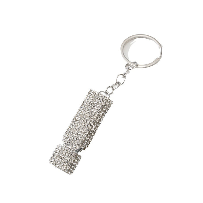 Wholesale Diamond Flat Aluminum Alloy Double-tube Whistle Keychain JDC-KC-ZY027