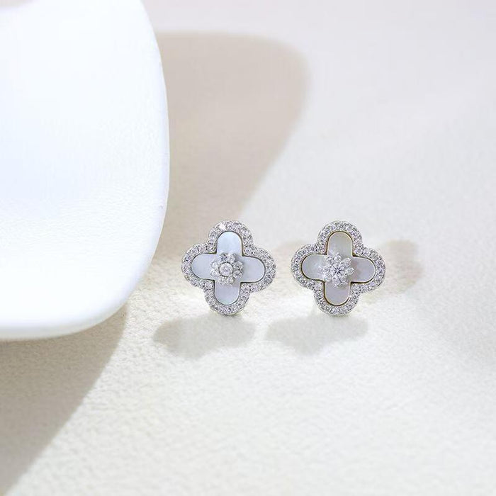 Wholesale Pink four-leaf clover necklace,  earrings,  and bracelet