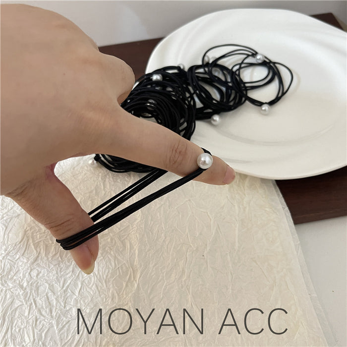 Wholesale Pearl Headband Feminine Black Work Clothing Versatile Rubber Band Hairband