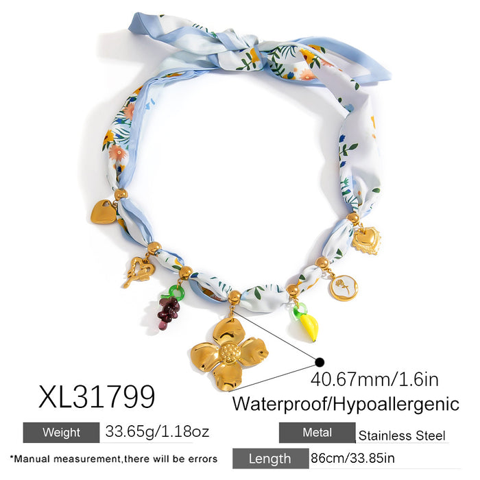 Wholesale Titanium Steel Necklace  Gold Accessible Luxury High-End Sun Flower Silk f Titanium Steel Color-Preserving Clavicle Chain Necklace