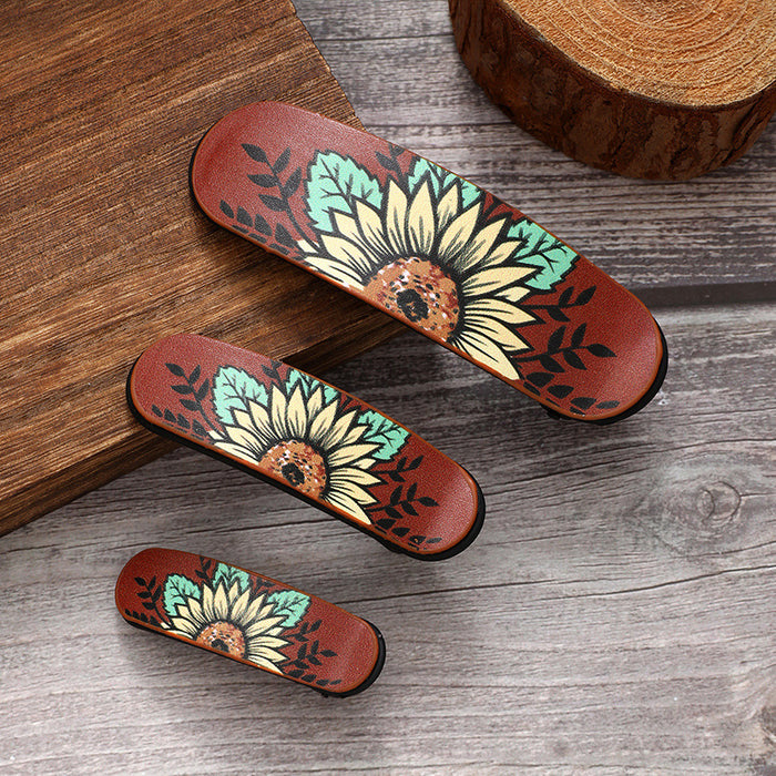 Wholesale retro multi-color sunflower bull head letter pattern hairpin combination suit hairpin