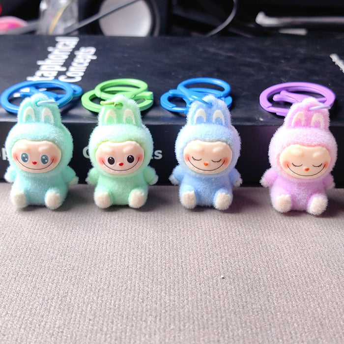 Wholesale Flocked Mini Plush Doll Keychain Vinyl Cute Baby Walking Bag Mobile Phone Pendant Cute Pendant