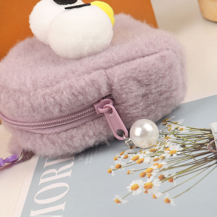 Wholesale Pink Plush Chick Backpack Coin Purse Cute Solid Color Key Pouch Fashion Accessory For Resale