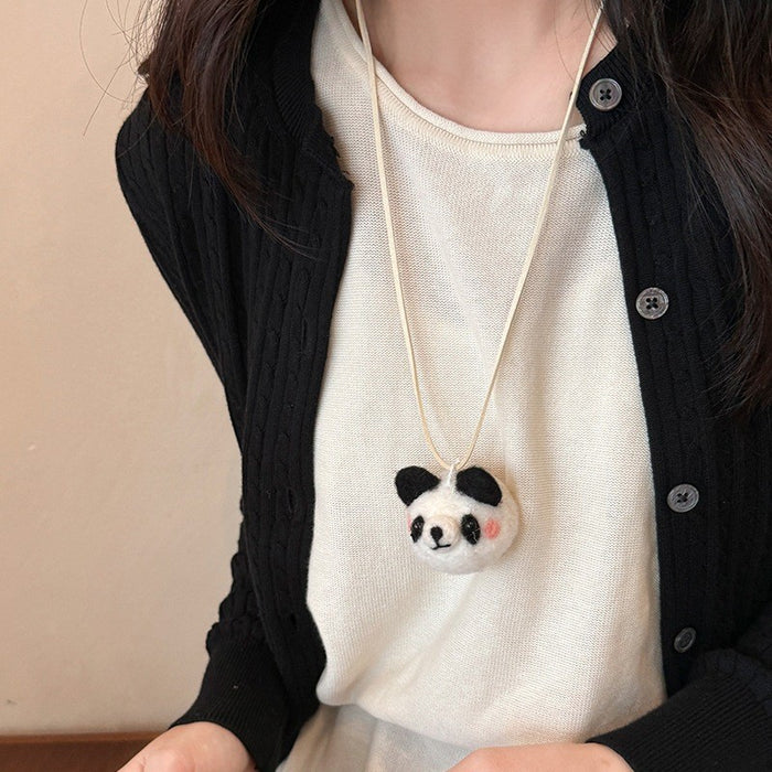 Wholesale Cute plush animal necklace, women's autumn and winter long style hanging neck sweater chain, sweatshirt chain