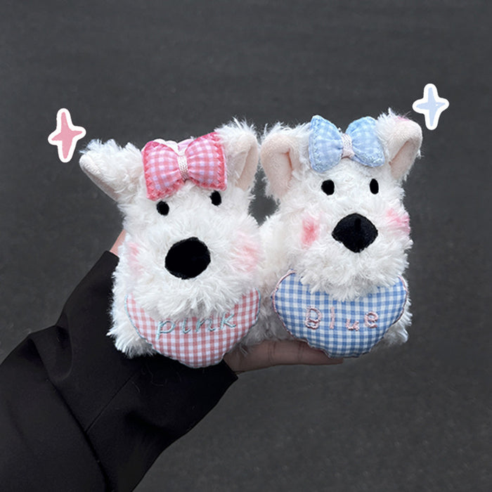Wholesale Cute Plush Pendant Dog Powder Bow Car Keychain Pendant Car Keychain Girl