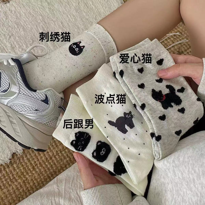 Wholesale Socks cartoon plush cute colorful dotted mid tube socks