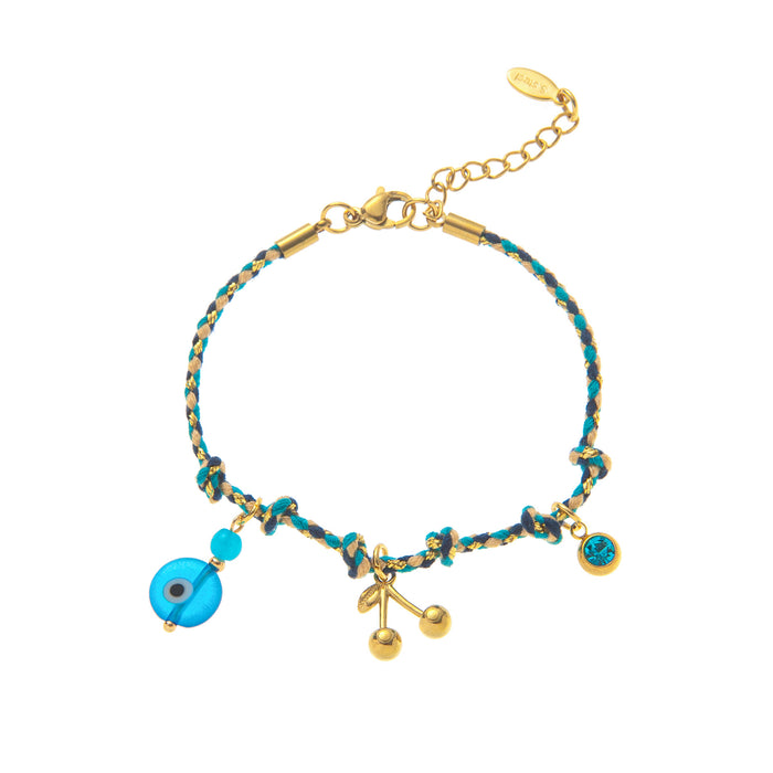 Wholesale Braided Rope Bracelet Sun Cherry Flower Fish Boots Bracelet Titanium Steel