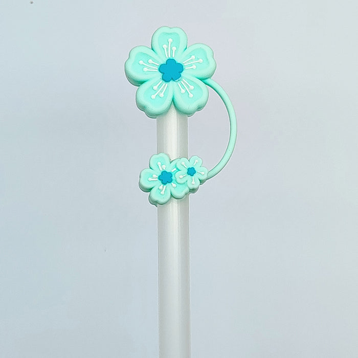 Wholesale 10pcs Flower straw cap food grade silicone straw cap suction tube cover dust cap