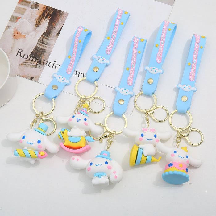 Wholesale Keychain Cartoon Animation PVC Doll Cat Bag Pendant Car Key Ring Creative Gift