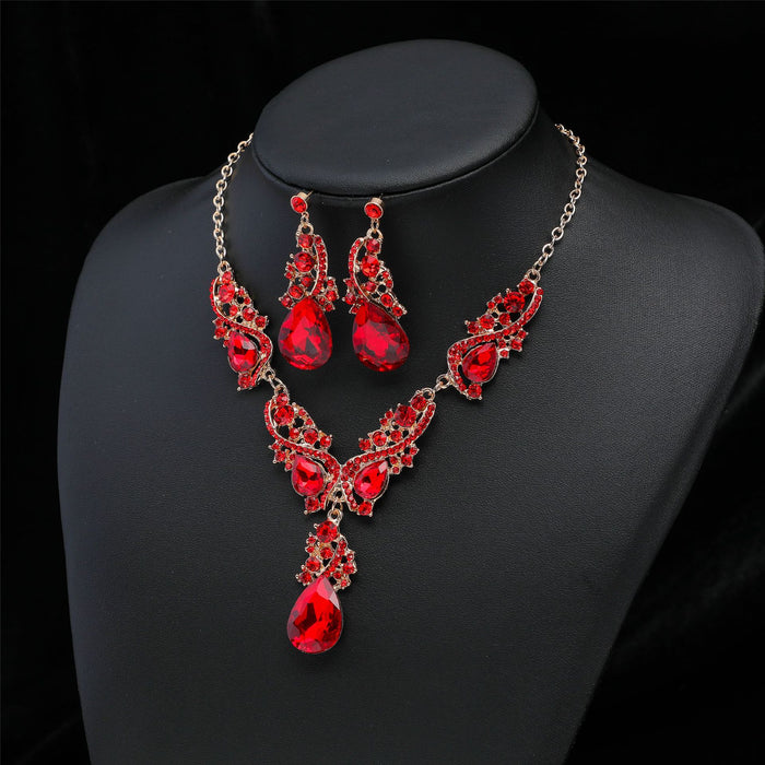 Wholesale exaggerated necklace earrings set for alloy plating jewelry dress