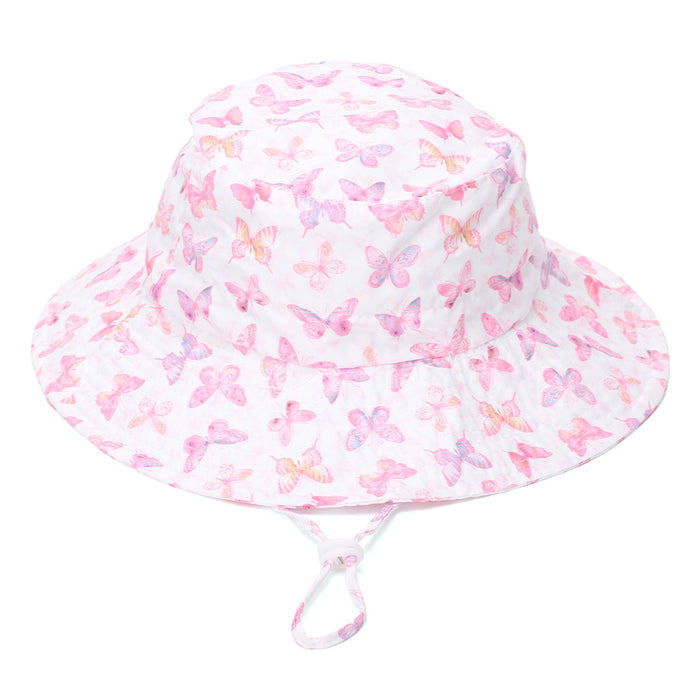 Wholesale Children' s Sun Protection Bucket Hat with Chin Strap Breathable Mesh Cartoon Design Everyday Wear