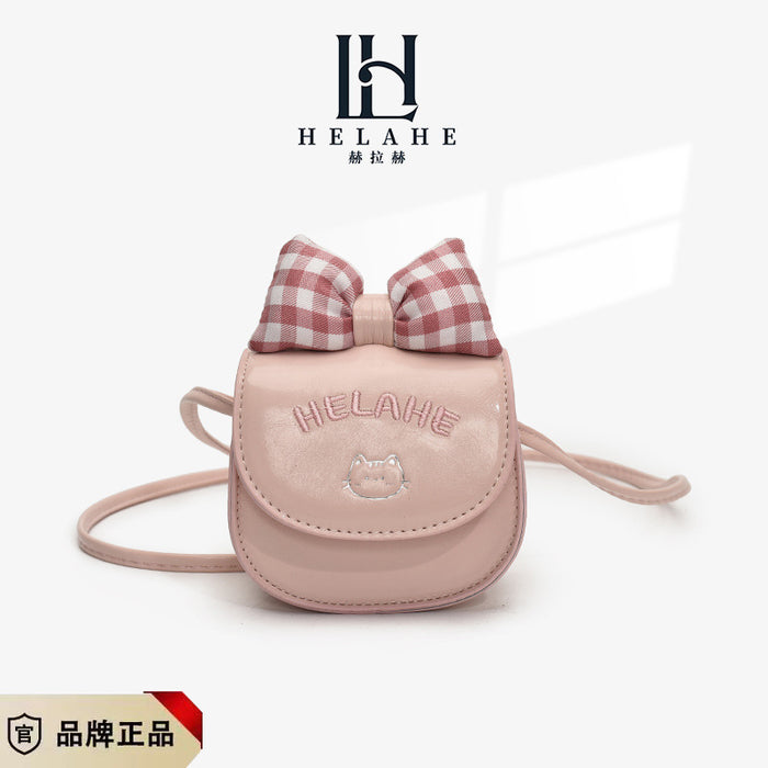 Wholesale Children's bag new cartoon cute coin purse plaid bow earphone crossbody bag