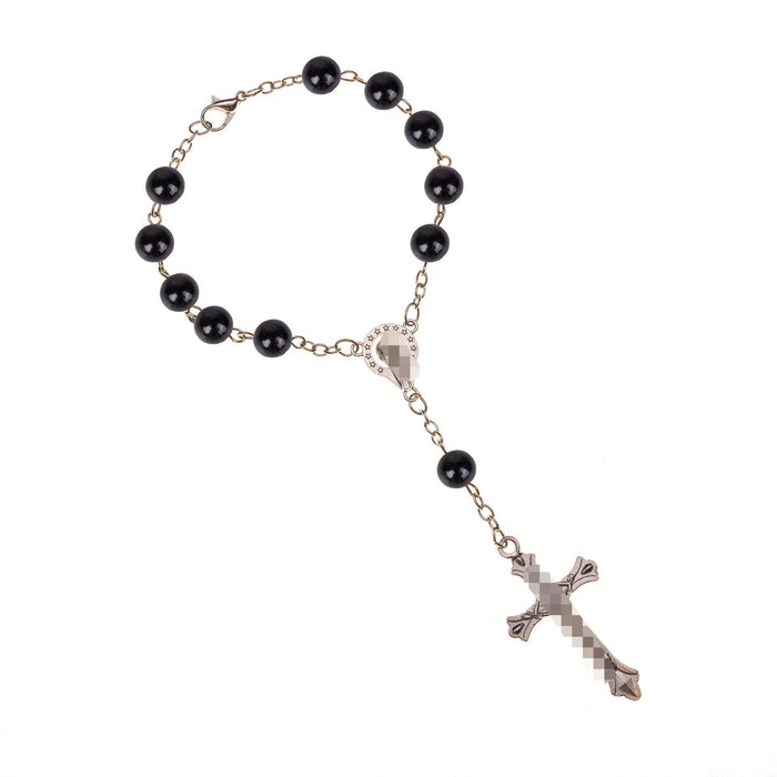 Wholesale Glass Pearl Cross Bracelet Mini Handstring Jewelry