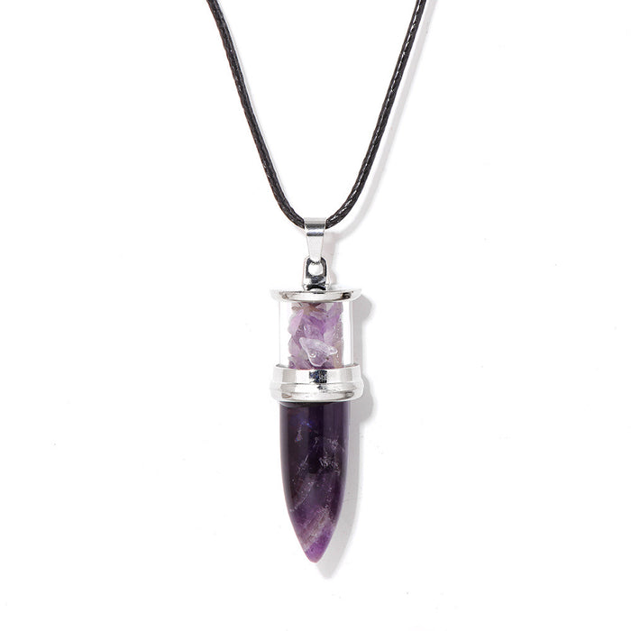 Wholesale Bullet shaped pendant necklace with inlaid embellishments