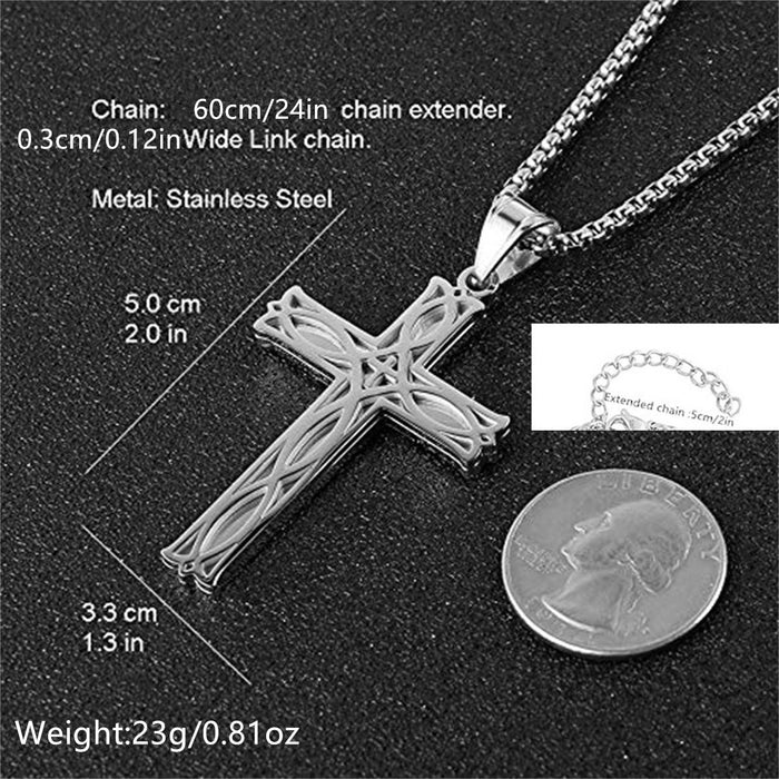 Wholesale Men' s Stainless Steel Celtic Knot Cross Personality All-match Irish Pendant Necklace