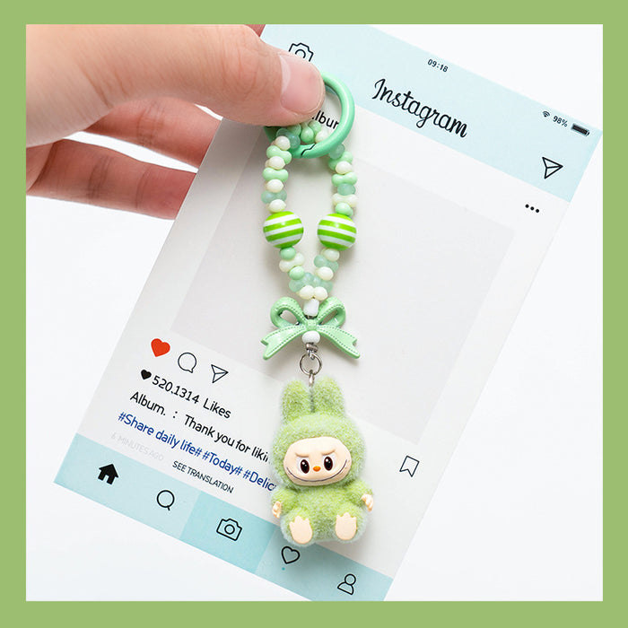 Wholesale Flocked mini keychain,  vinyl,  cute grain,  strolling bag,  mobile phone pendant,  cute ornament