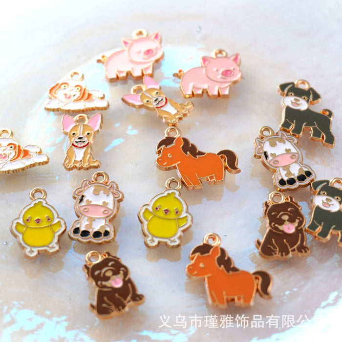 Wholesale 10pcs Small Animal Cow Pony Negative Alloy Oil Drop DIY Jewelry Accessories Cute Bracelet Pendant Pendant