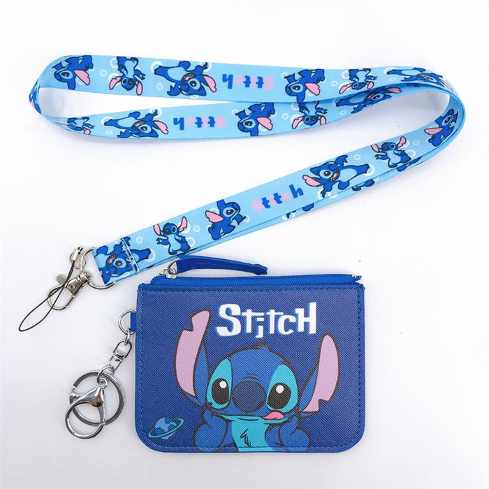 Wholesale PU Cartoon Printing with Key Chain Lanyard Card Holder Coin Purse JDC-WT-YaLL017