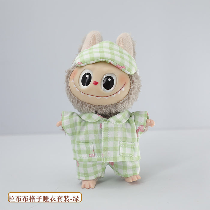 Wholesale Pajamas Set Pendant Doll Cute Plaid Eye Mask Baby Clothes  Replaceable Clothes
