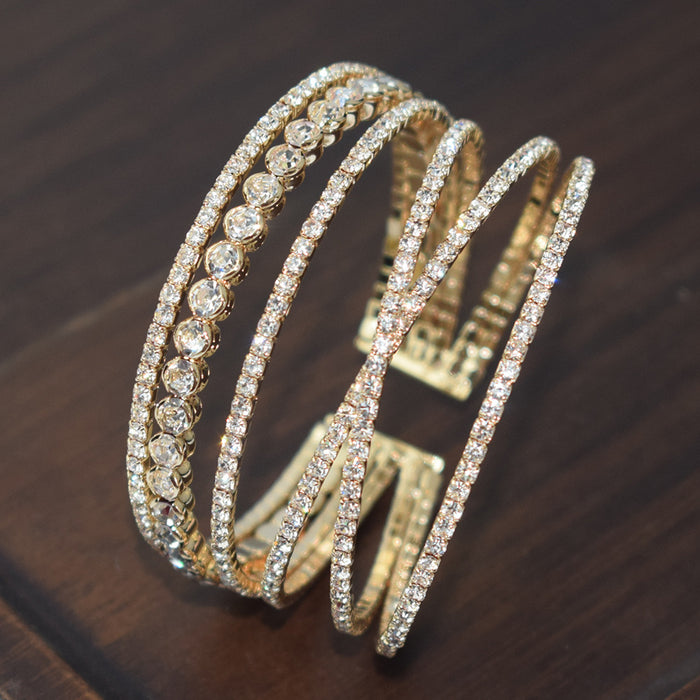 Wholesale Wire Bracelet Jewelry Full Diamond Cross Hand Jewelry Claw Chain Open Bracelet