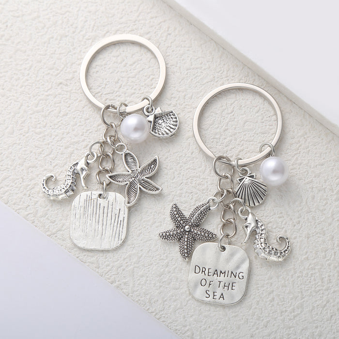 Wholesale Ocean Series Starfish Seahorse Shell Pendant Keychain Niche Creative Pendant School Bag