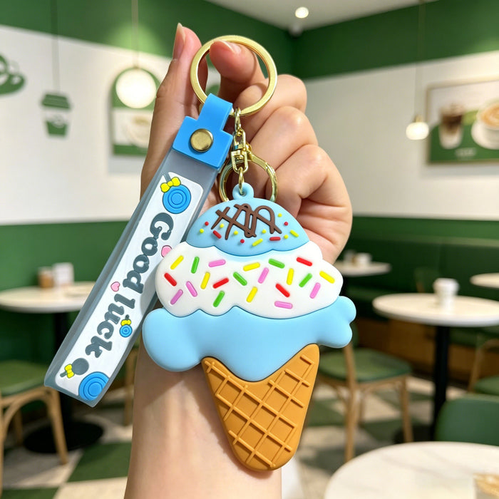 Wholesale Silicone PVC Cartoon Ice Cream Keychain Fashion Accessory Gift for Birthday Boutique Resale
