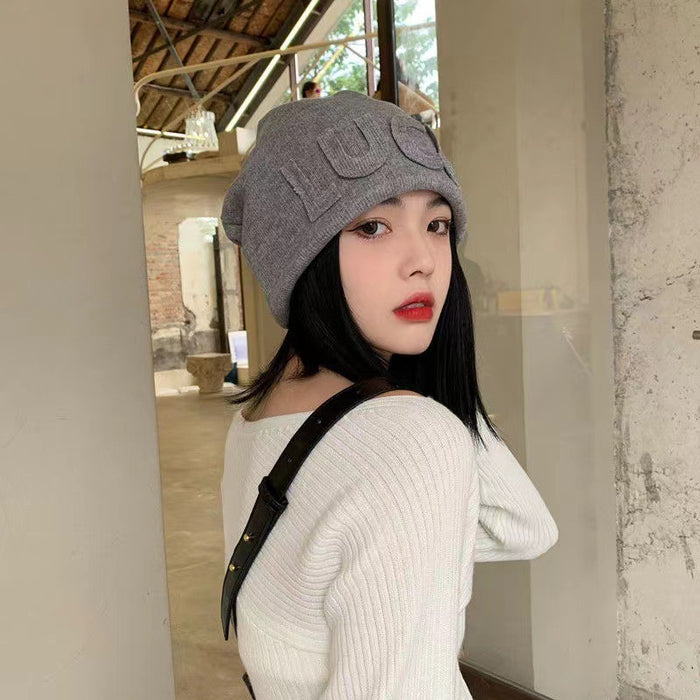 Wholesale New letter cold hat, ear protection, toe cap, pile cap, big head circumference, knitted cap