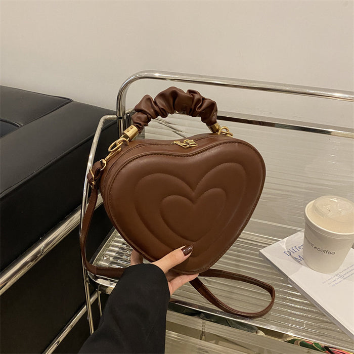 Wholesale Stylish Heart Shaped PU Crossbody Bag for Women Black