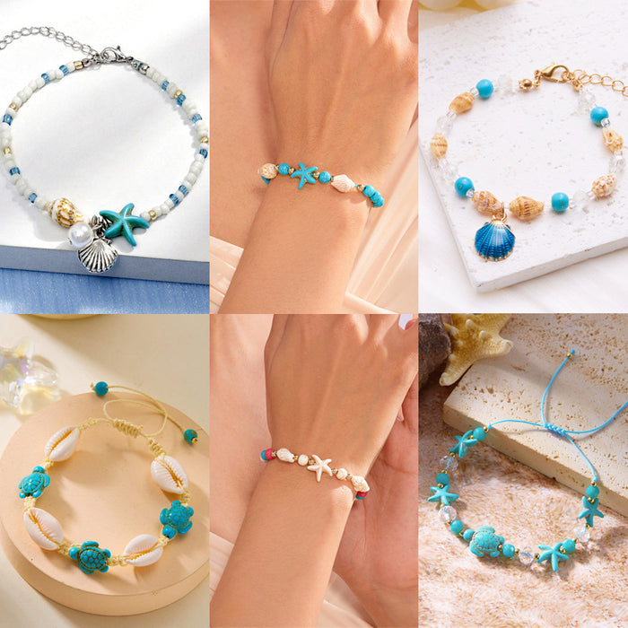 Wholesale Bohemian Sea Star Shell Beaded Bracelet Summer Beach Vacation Jewelry Accessory