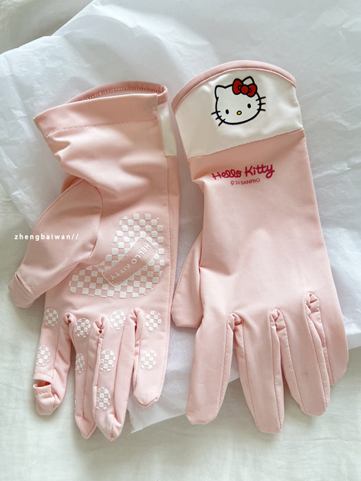 Wholesale Summer Sunscreen Ice Silk Non-slip  Gloves Cute Full-finger Thin Anti-driving Gloves