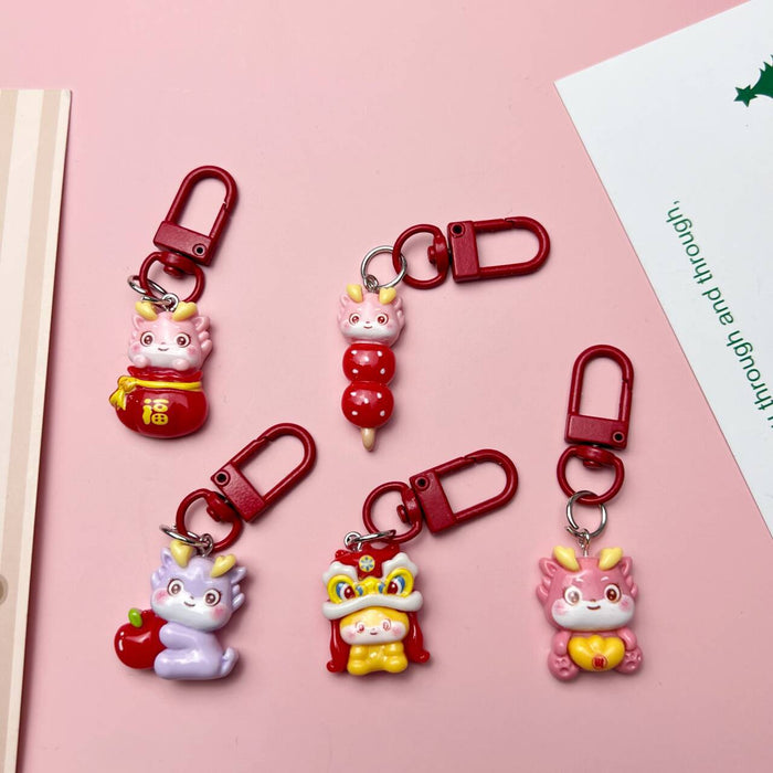 Wholesale Cute New Year Dragon Keychain Cartoon Pendant New Year Resin Pendant Accessories