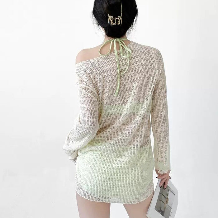 Wholesale Sexy bikini split three piece set with cover up, hot spring swimsuit