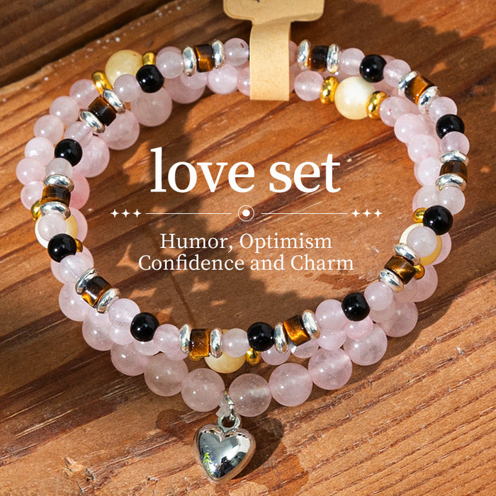 Wholesale Bohemian Heart Stone Bracelet Minority Ethnic Style Multi-layer Stacked Crystal Bracelet
