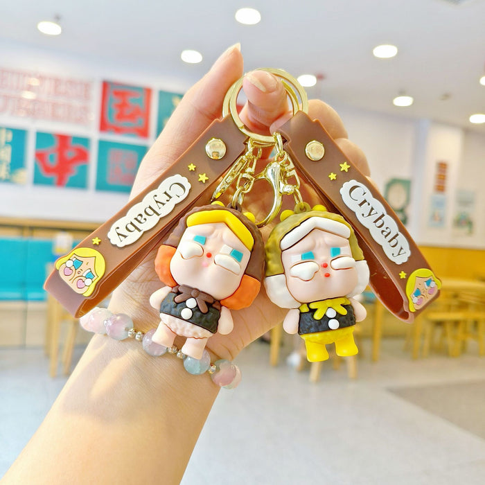 Wholesale Tears Doll Cartoon Keychain Cute Doll Children' s School Bag Pendant Car Keychain Doll Machine Small Gift
