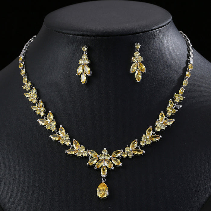 Wholesale Zircon Necklace Earrings suit Accessories Women' s Holiday Wear
