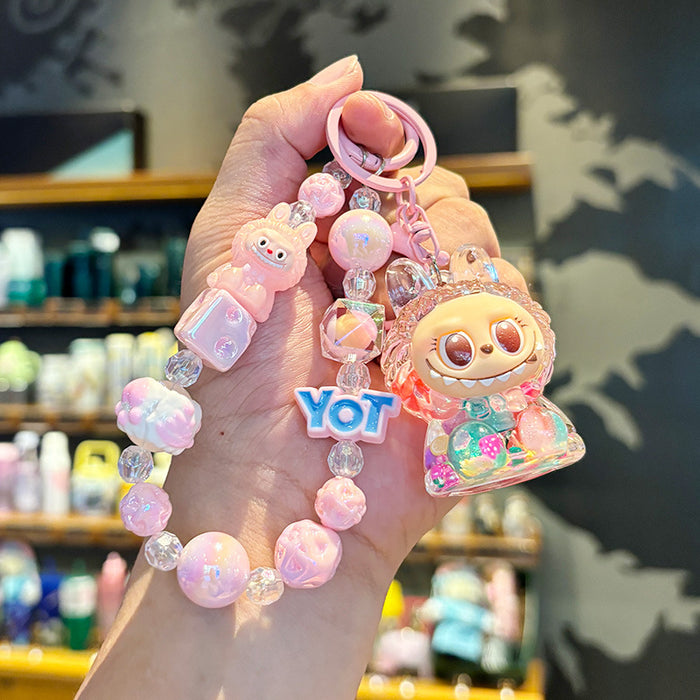 Wholesale Acrylic Crystal Oil Sand Bottle Rabbit Keychain Fashion Accessory Gift for Girls