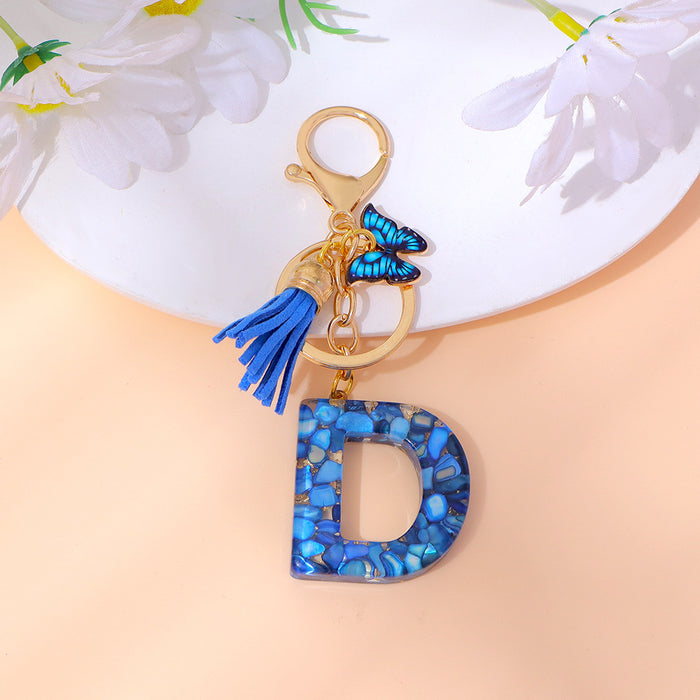 Wholesale Letter Keychain Tassel Butterfly Girl Bag Pendant