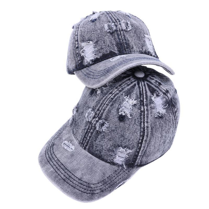 Wholesale Hat washed and worn, white solid color light plate denim baseball cap, outdoor sports men's sun hat, duckbill cap