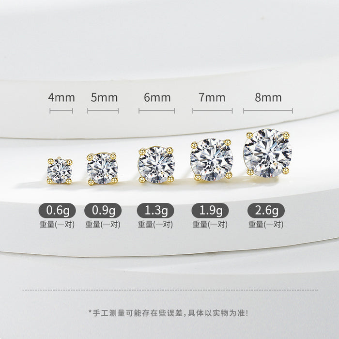 Wholesale Copper Four Prong Round CZ Earrings - Chic Jewelry Accessory for Everyday Wear