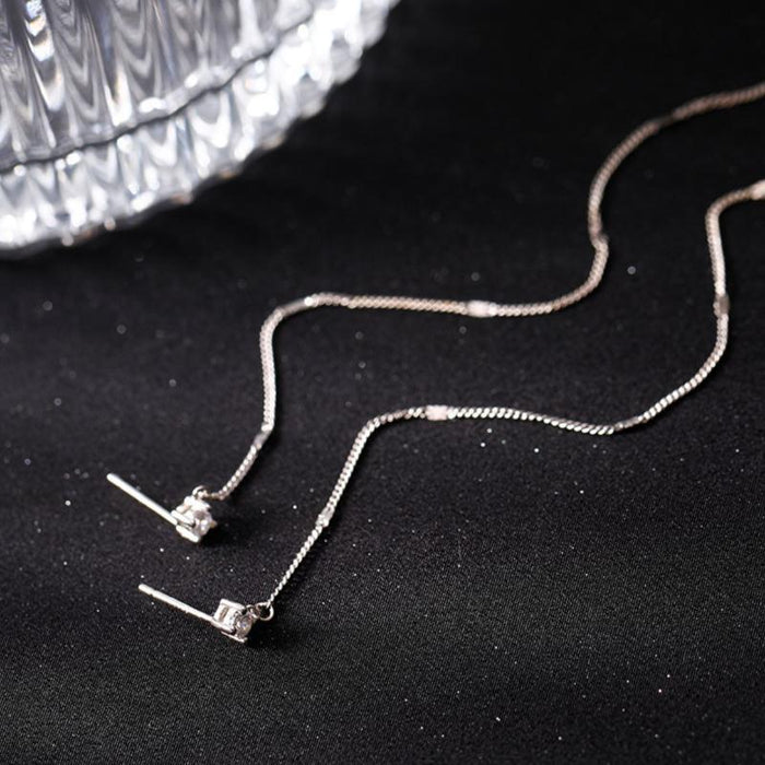 Wholesale Pure silver long tassel earrings, niche, high-end, temperament, ear string, earring chain