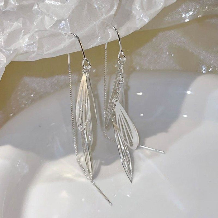 Wholesale Sparkling Immortal Style Super Flash Wing Tassel Ear-free Ear Clip  Earrings