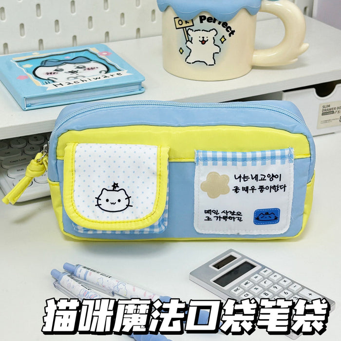 Wholesale Cute Four-Leaf Clover Kitten Pencil Case Polyester Large Capacity Gift