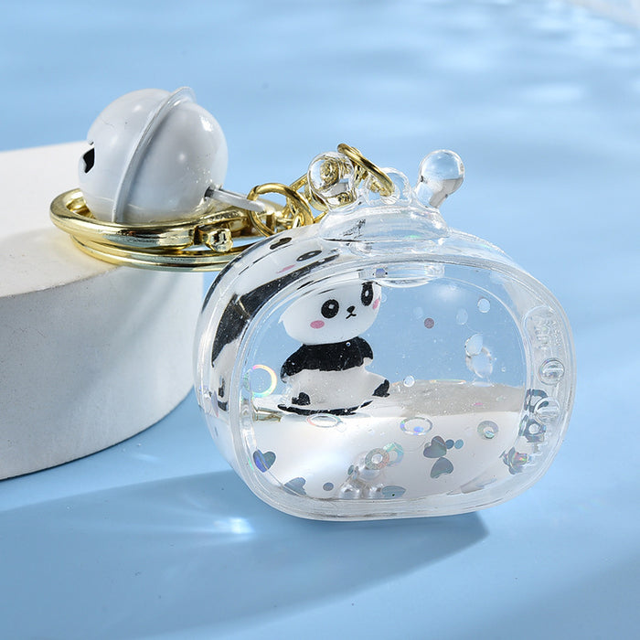 Wholesale Acrylic Oil Floating Doll Panda Keychain JDC-KC-ShuangD015
