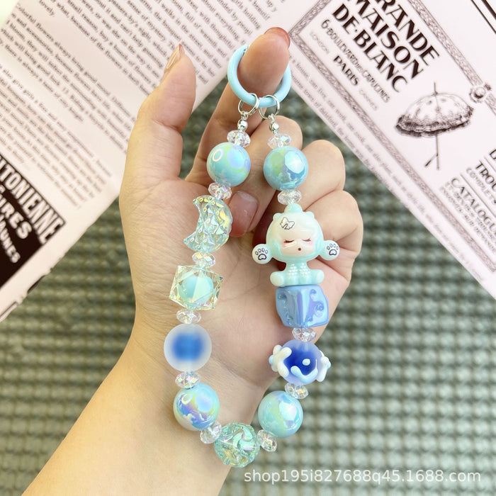 Wholesale Transparent Moon Bubble Girl Cute Hot Style Cute Mobile Phone Chain Keychain Bag Doll Pendant Accessories