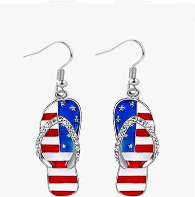 Wholesale Acrylic US Flag Heart Earrings Independence Day Party Jewelry Fashion Accessory for Resale